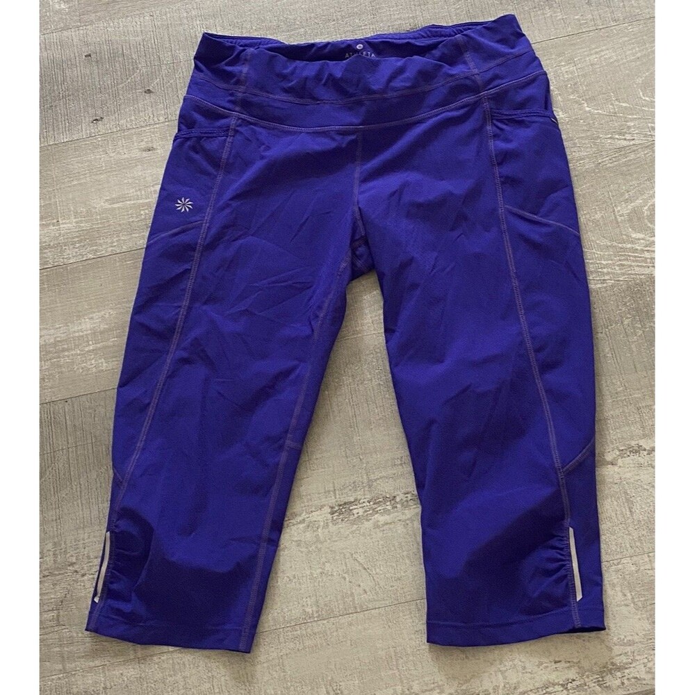 Athleta Purple Athletic Capri Leggings With Zippered Key Pocket Size M